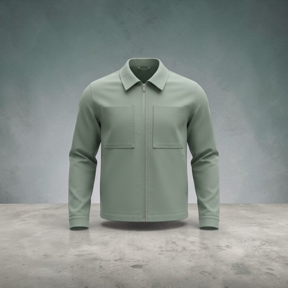 Stylus Mens Lightweight Trucker Jacket in Agave Green - Size L